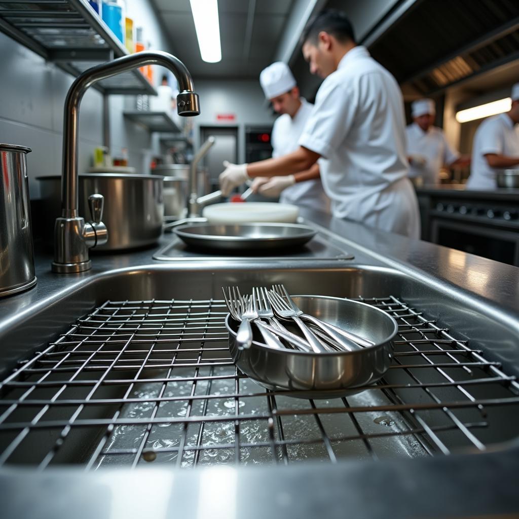 Grid Sink in Busy Kitchen