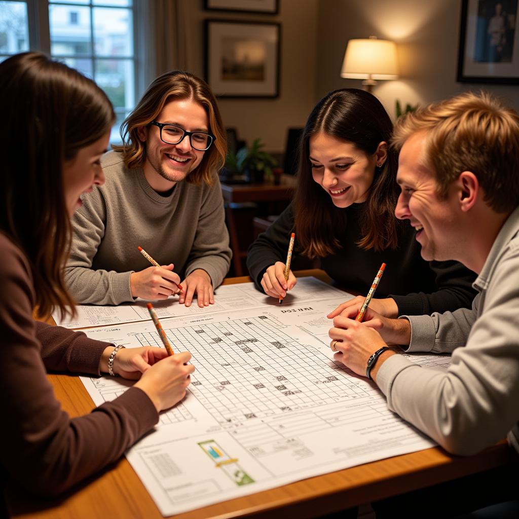 Group of Friends Solving Ted Lasso Crossword