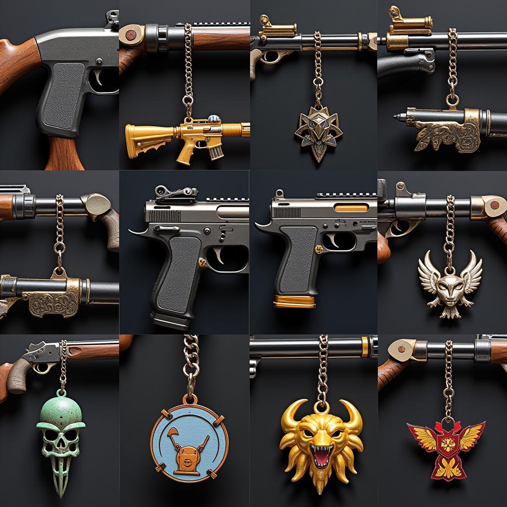 Variety of Gun Charms Displayed on Different Weapons