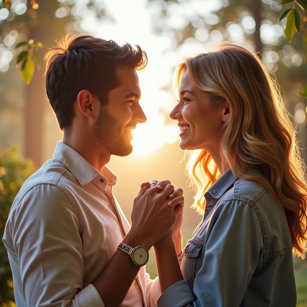 Happy Couple Connected by Matchmaker