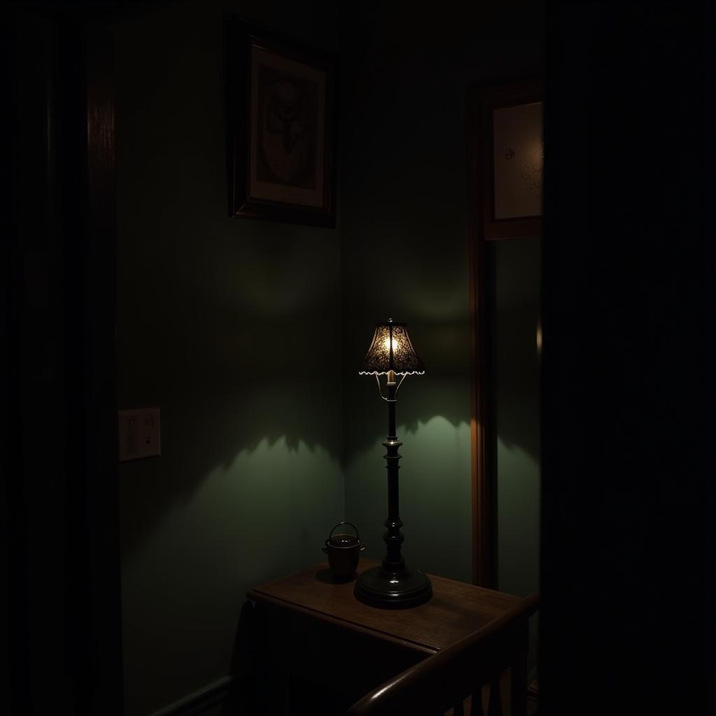 Haunted House Lamp Placement in a dimly lit corner for maximum eerie effect