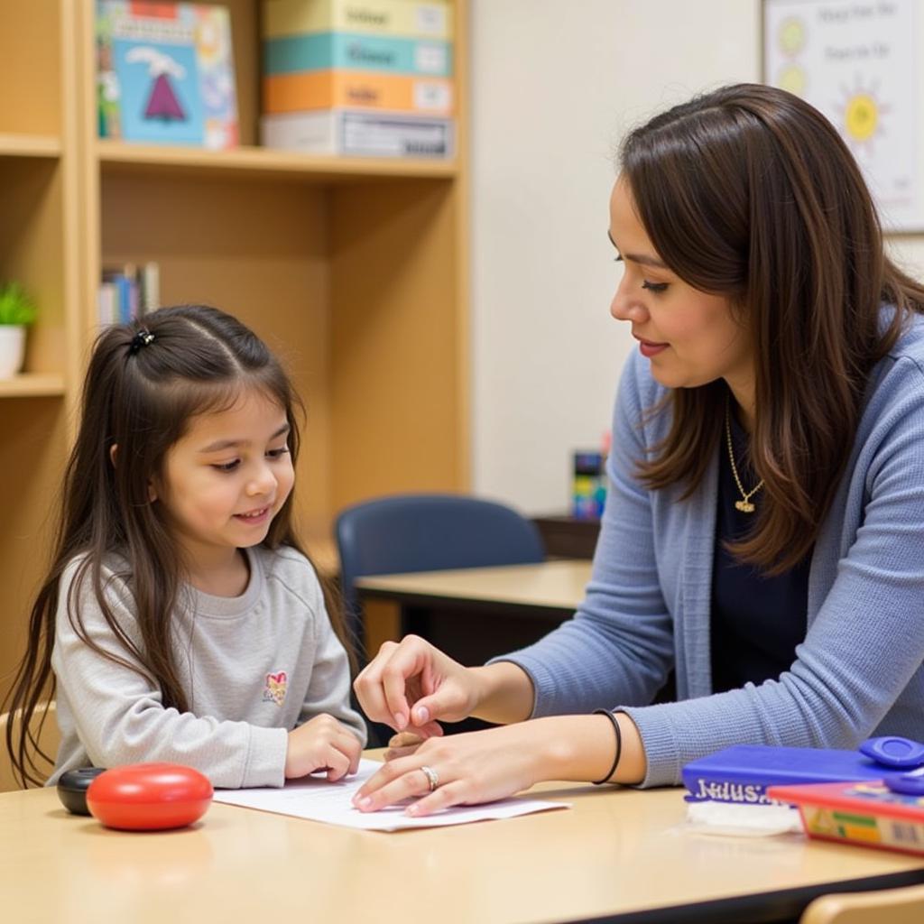 A Head Start teacher working individually with a child