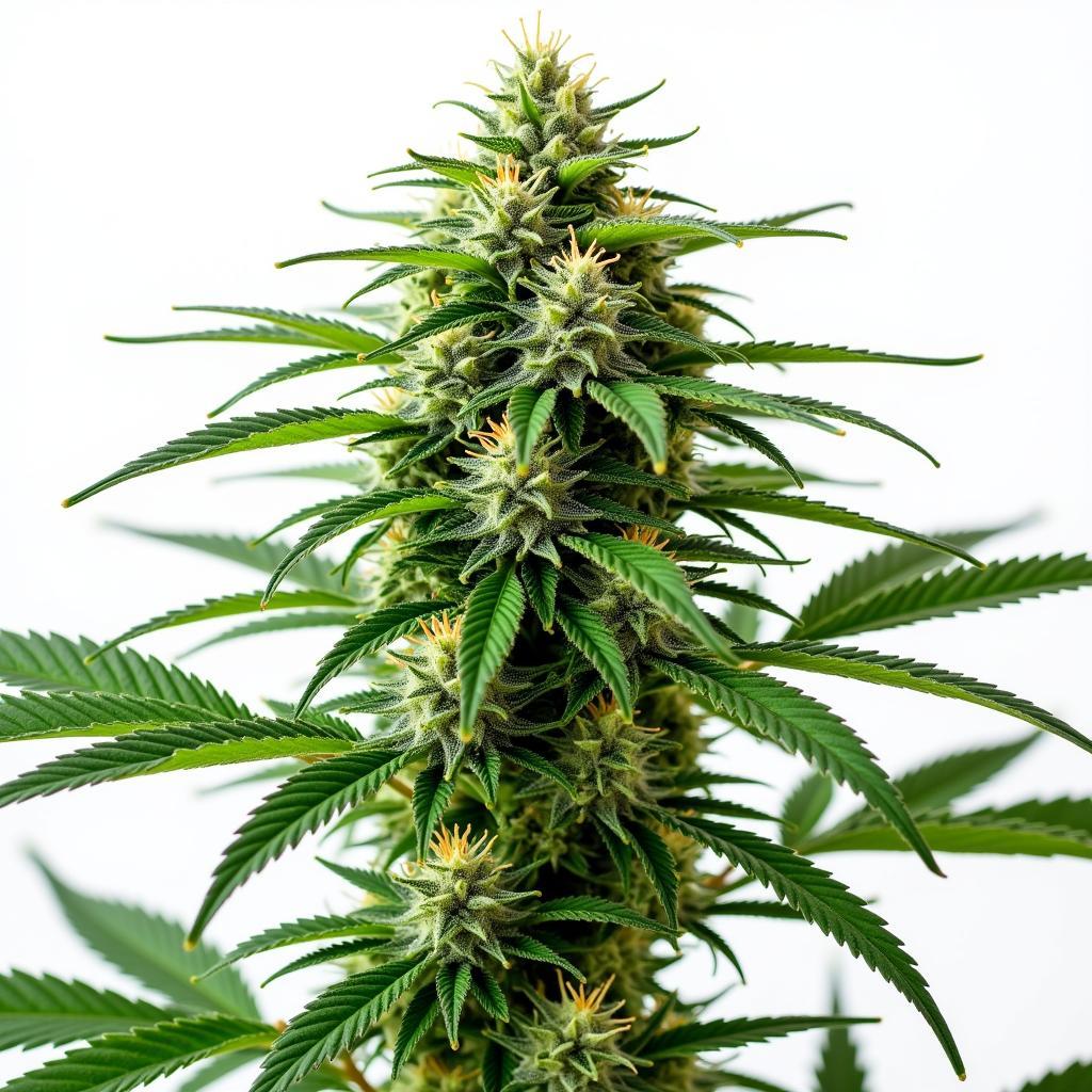 A vibrant, healthy cannabis plant, contrasting with the appearance of zombie weed.