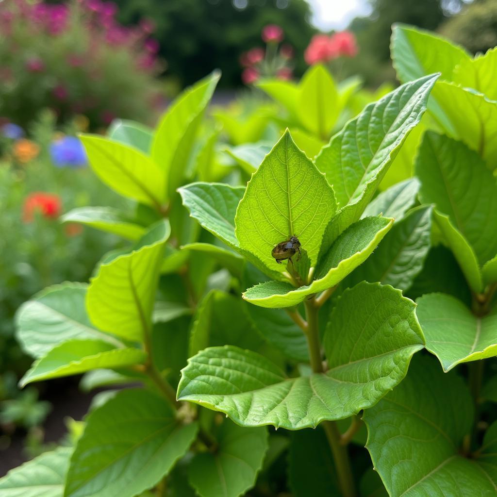 Healthy plant leaves free of pests