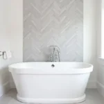 Herringbone Tile Bathroom Accent Wall