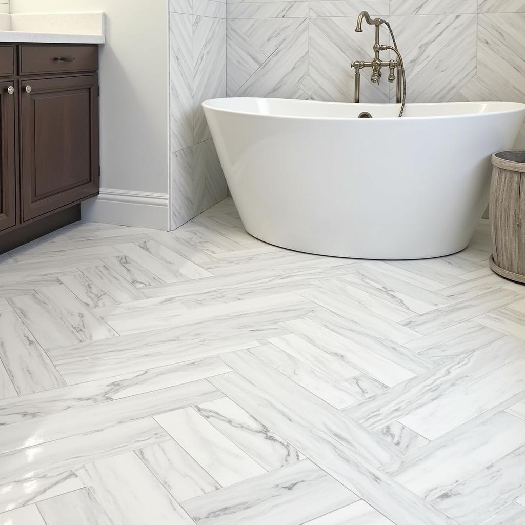 Herringbone Tile Bathroom Floor