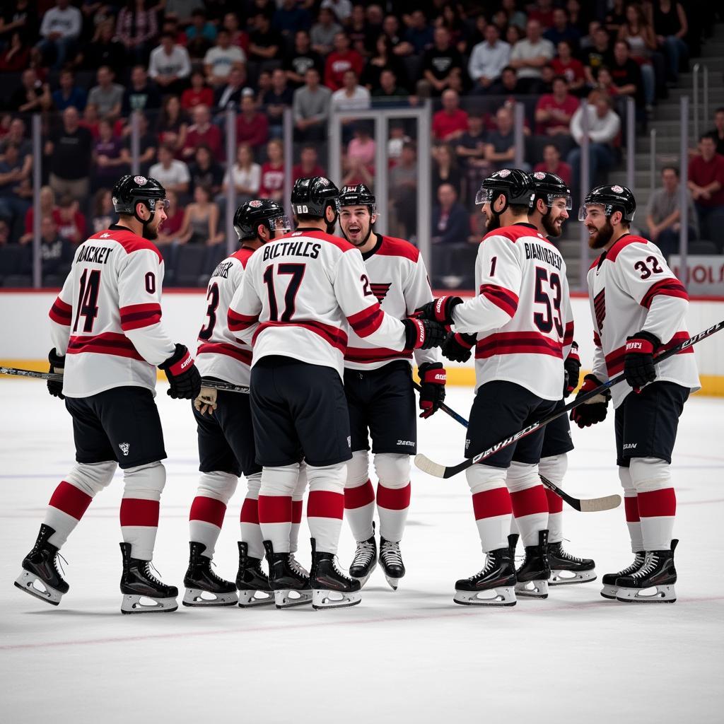 Hockey Players Celebrating Victory