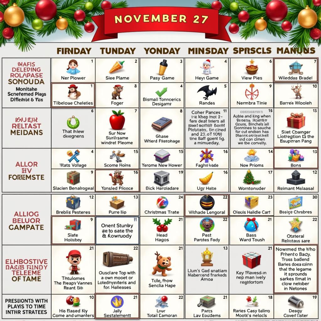 Holiday Gaming Event Calendar 2023