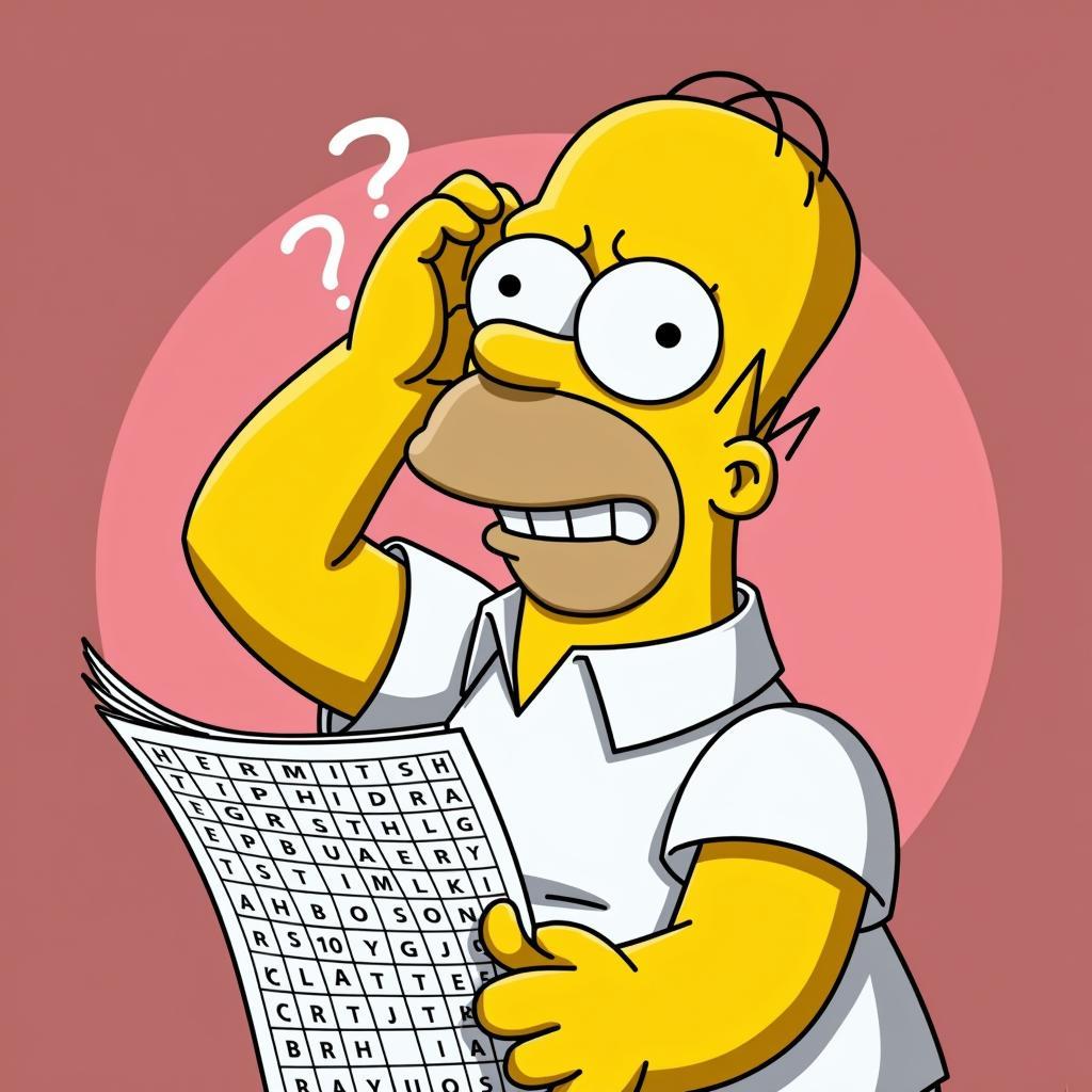 Homer Simpson Pondering a Crossword Clue