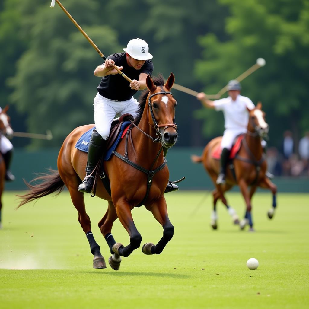 Polo Action: Horse and Rider in Pursuit of the Ball