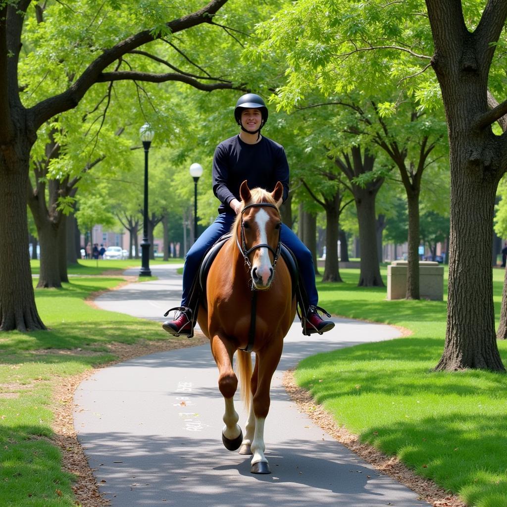 Horse Riding in a City Park