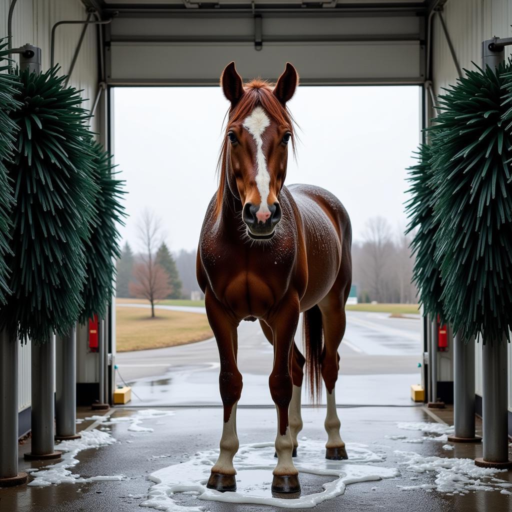 Horse Stuck in a Car Wash