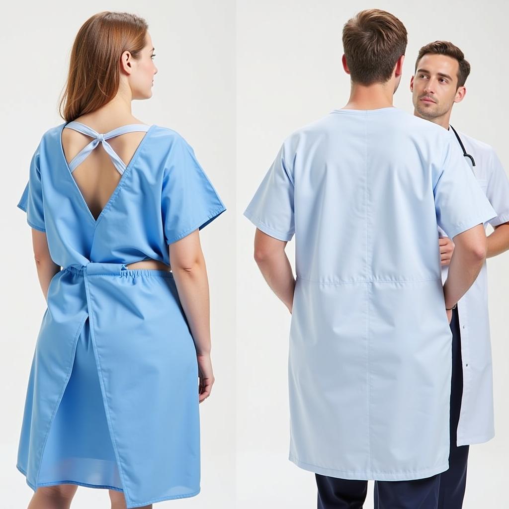 Hospital gown open back access for medical procedures