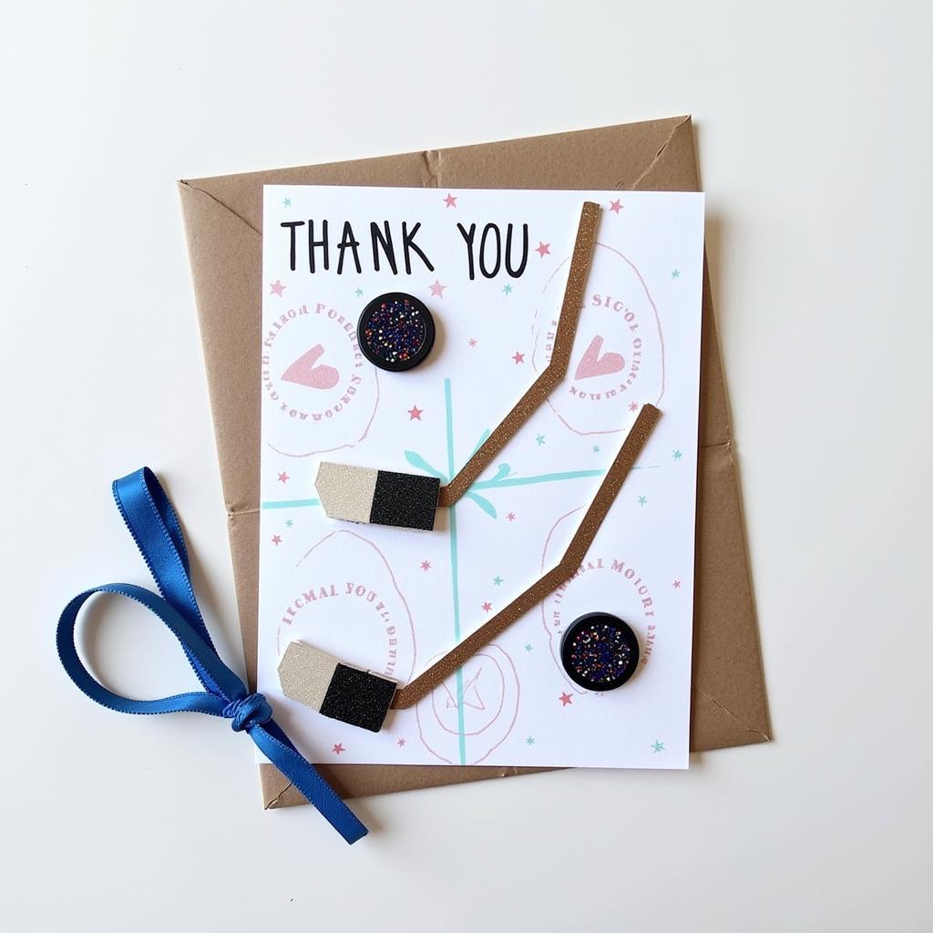 Handmade Ice Hockey Thank You Card