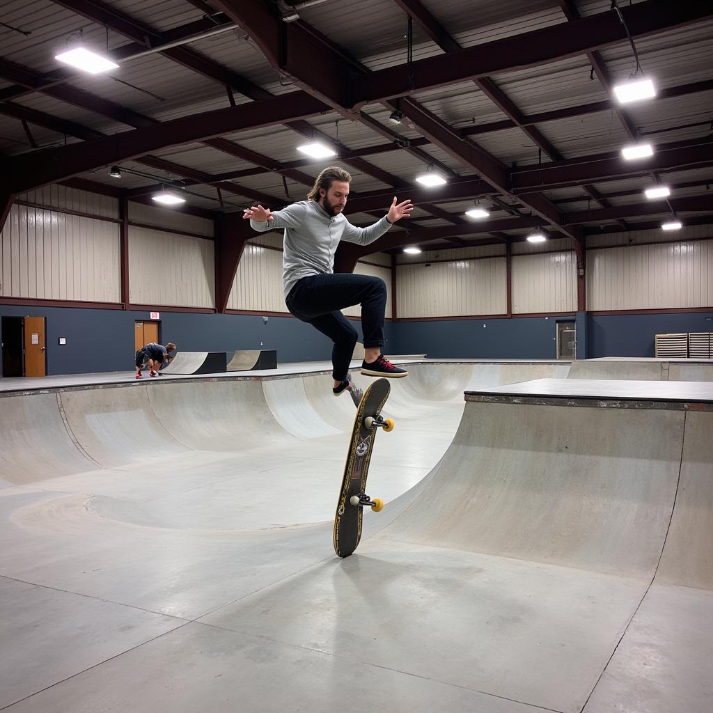 Advanced Tricks in an Indoor Skatepark