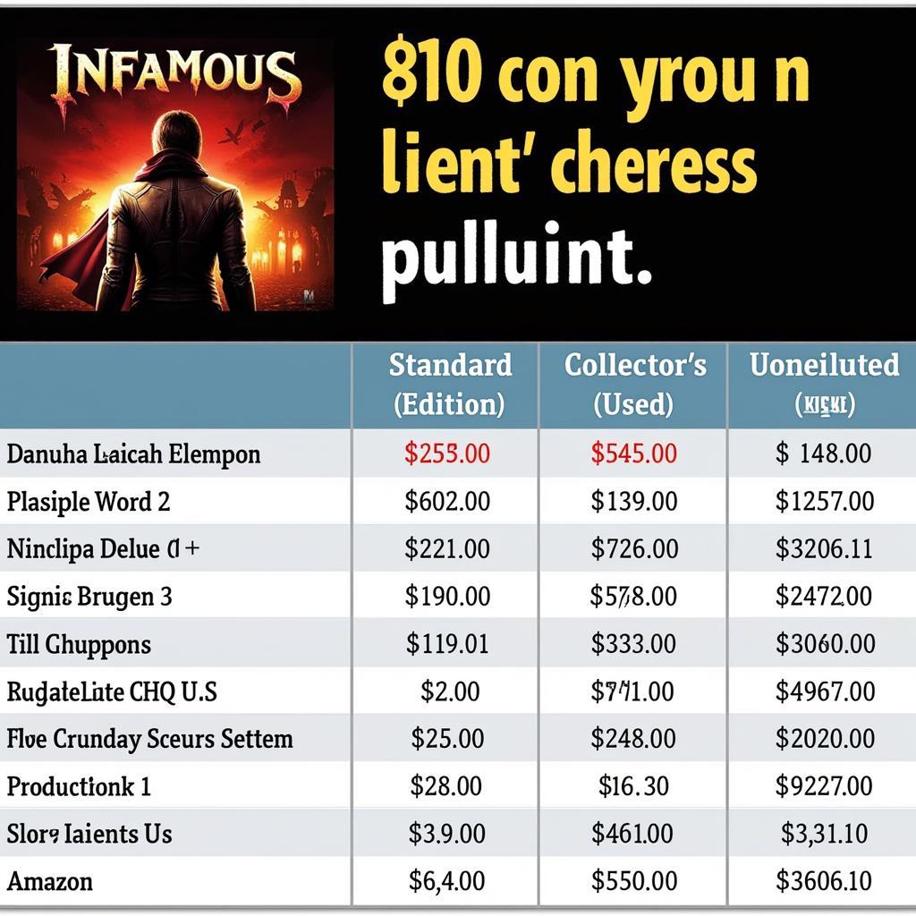 Infamous PS3 Price Comparison Chart