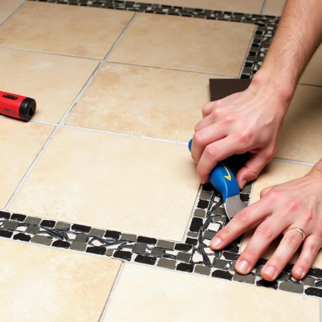 Installing a Flooring Border Around a Tile Edge