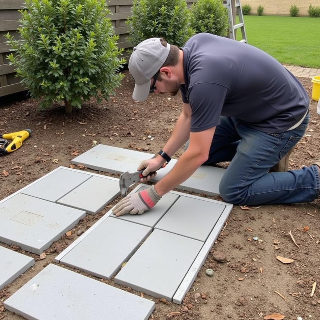 Professional Installing Garden Tiles