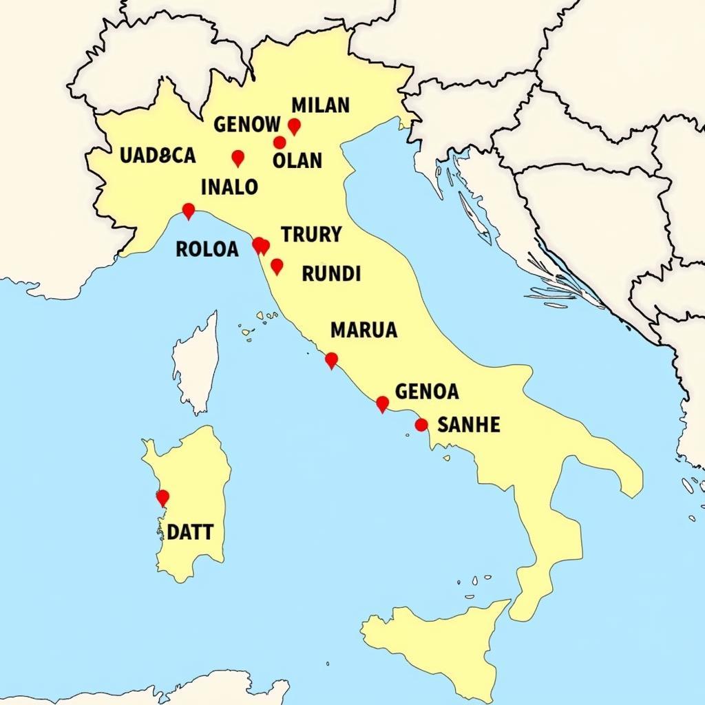 Northern Italy Football Teams Map