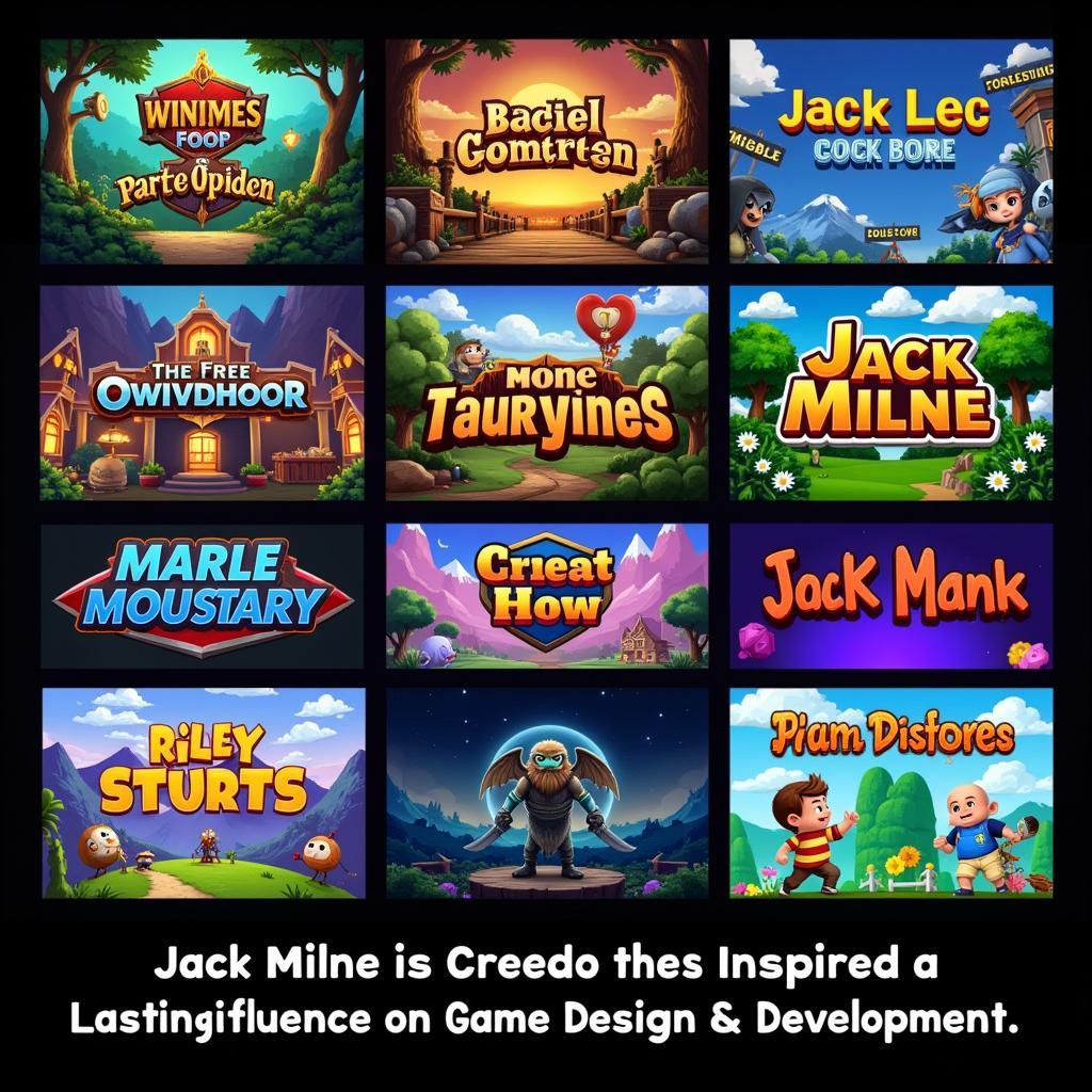 A collage representing games influenced by Jack Milne.