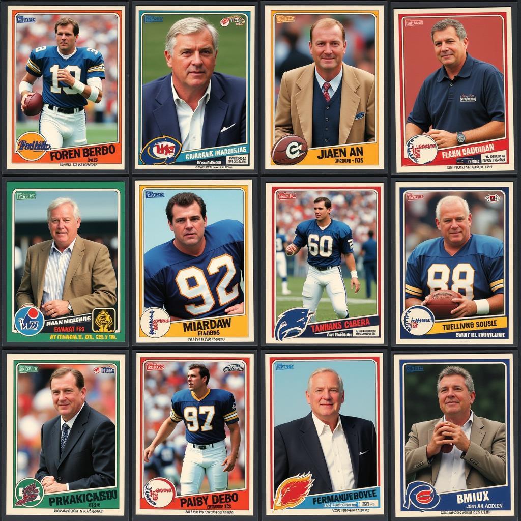 Different variations of John Madden football cards throughout his career