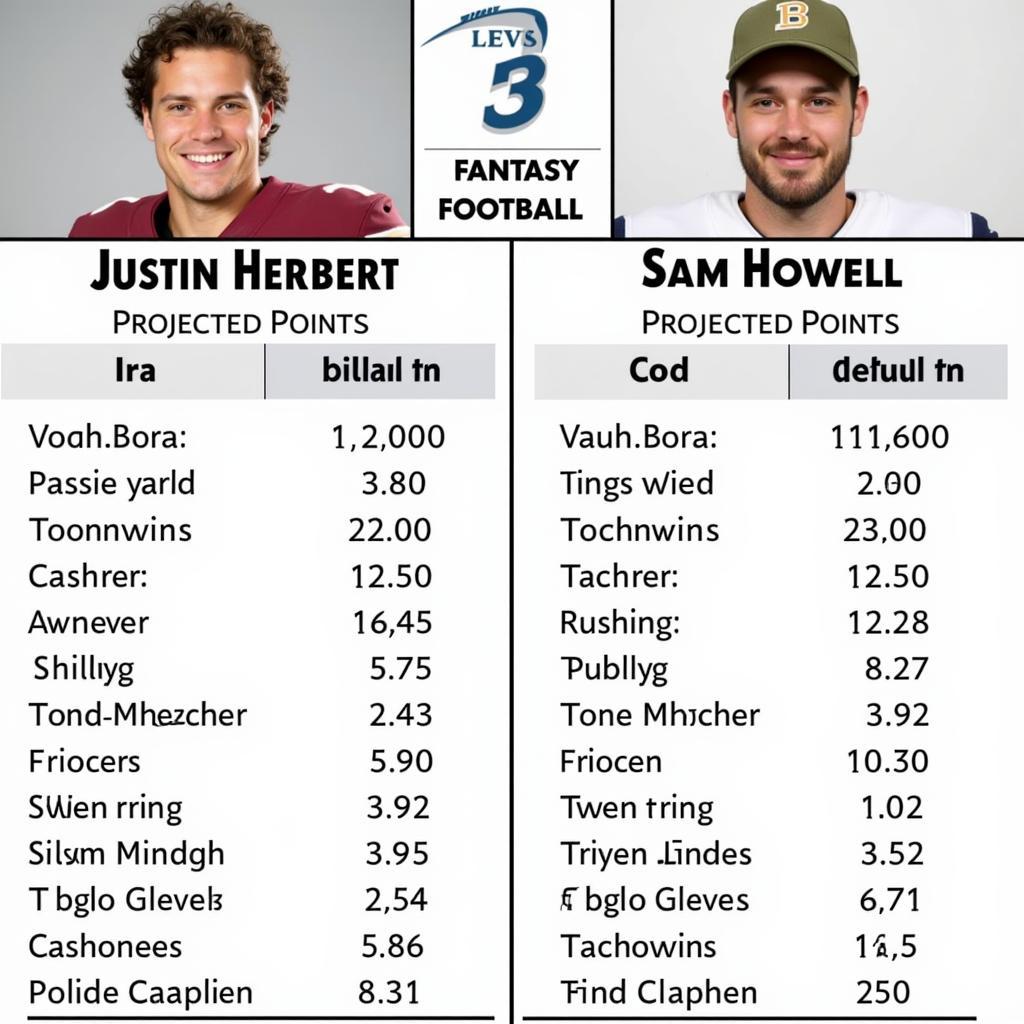 Justin Herbert and Sam Howell Fantasy Football Comparison