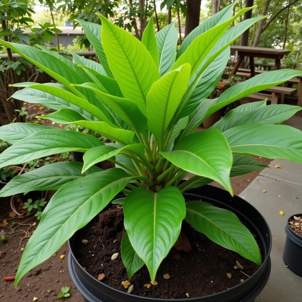 Kava plant thriving in ideal conditions