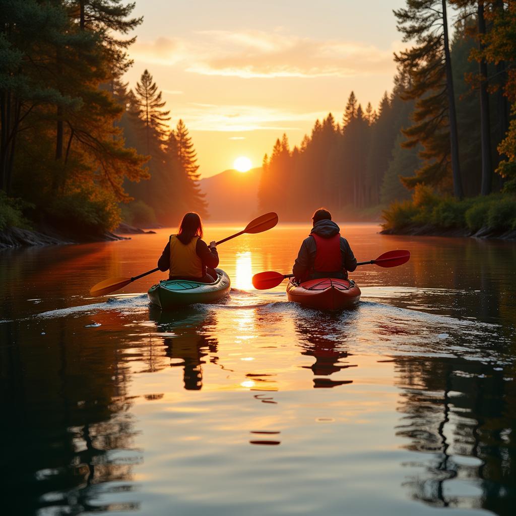 Couple Kayaking on a Lake