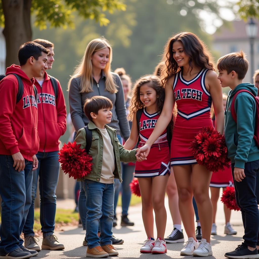 LA Tech Cheerleaders Community Engagement