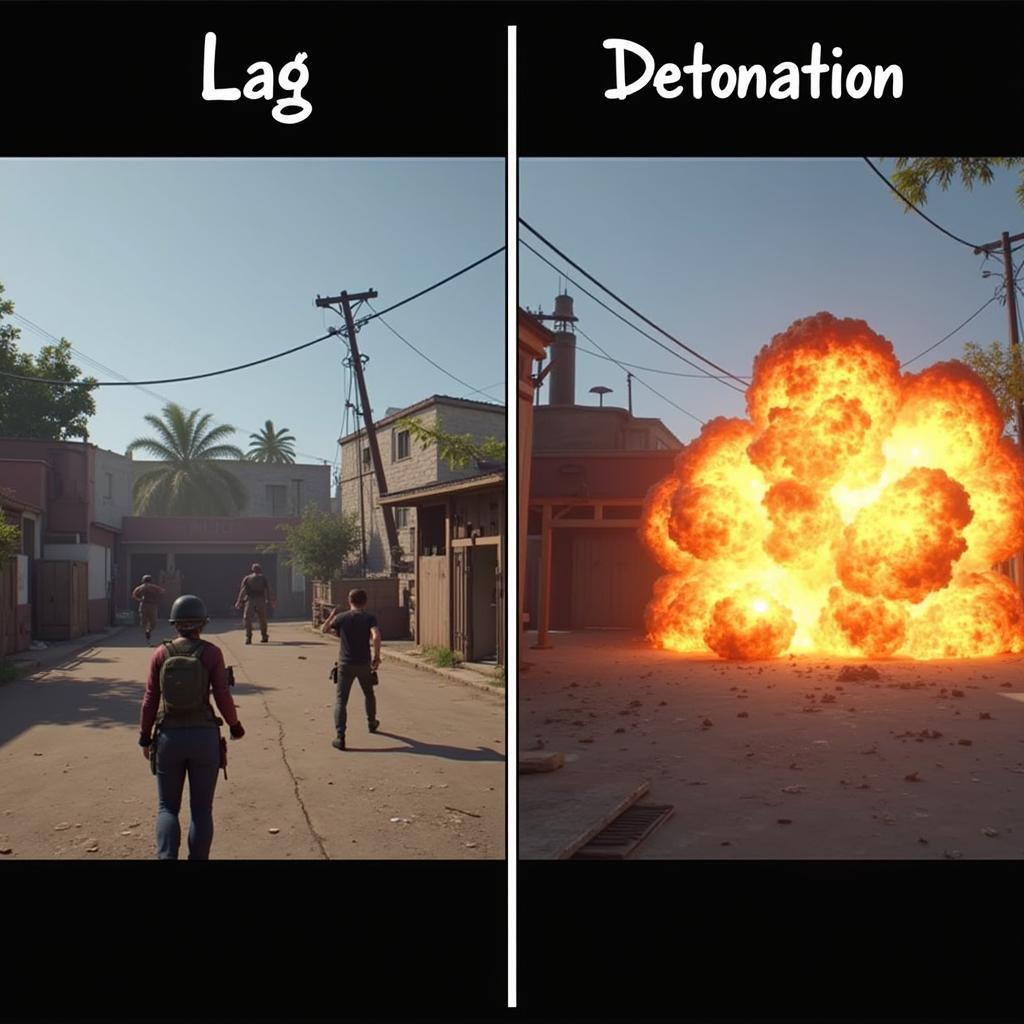 Visual comparison of lag and detonate in gaming