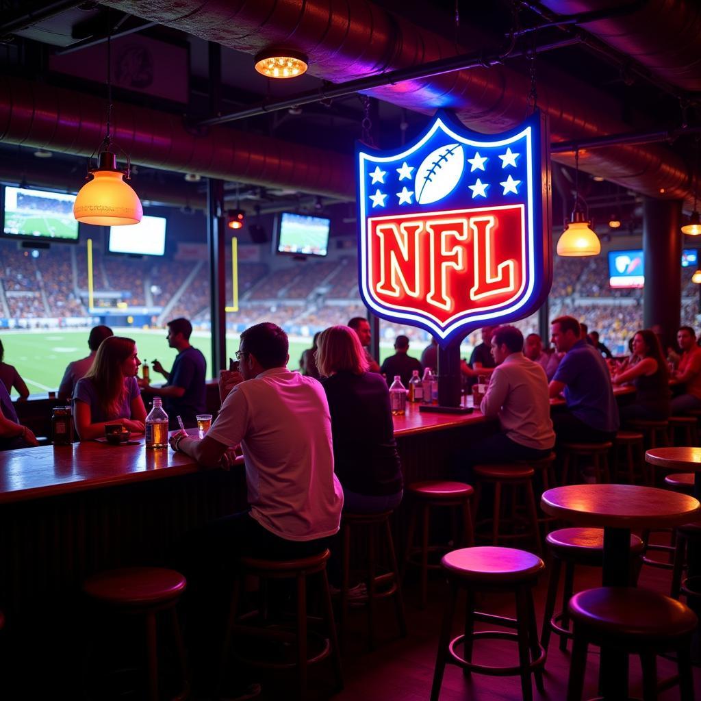 LED NFL Sign Displayed in a Sports Bar