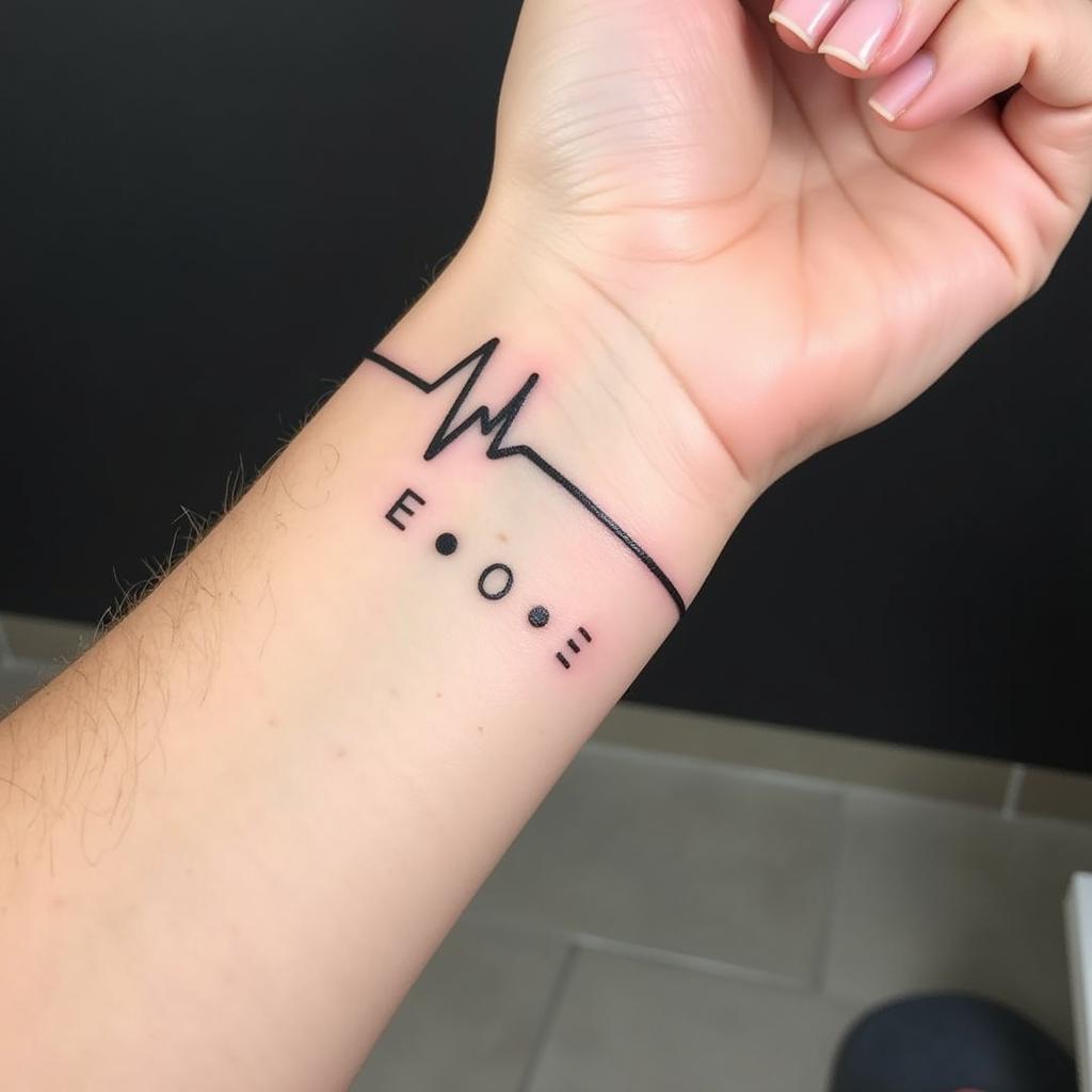 Lifeline Tattoo on Wrist with Semicolon