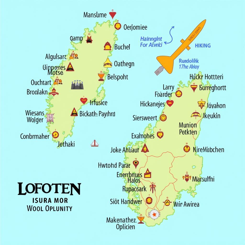 Lofoten Islands Tourist Map with Attractions and Activities