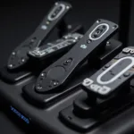 Close-up view of Logitech load cell pedals