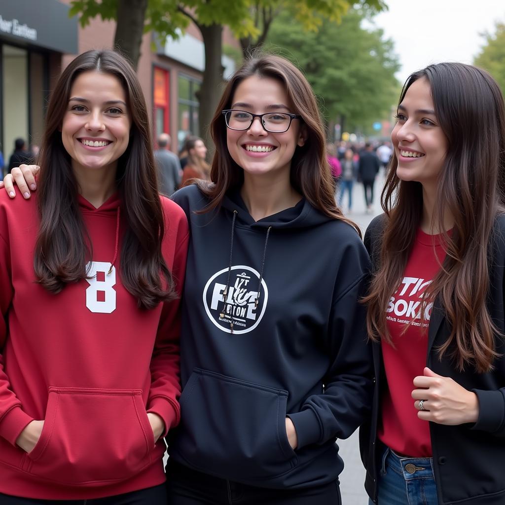 A group of friends wearing the "Look What You Made Me Do" hoodie.