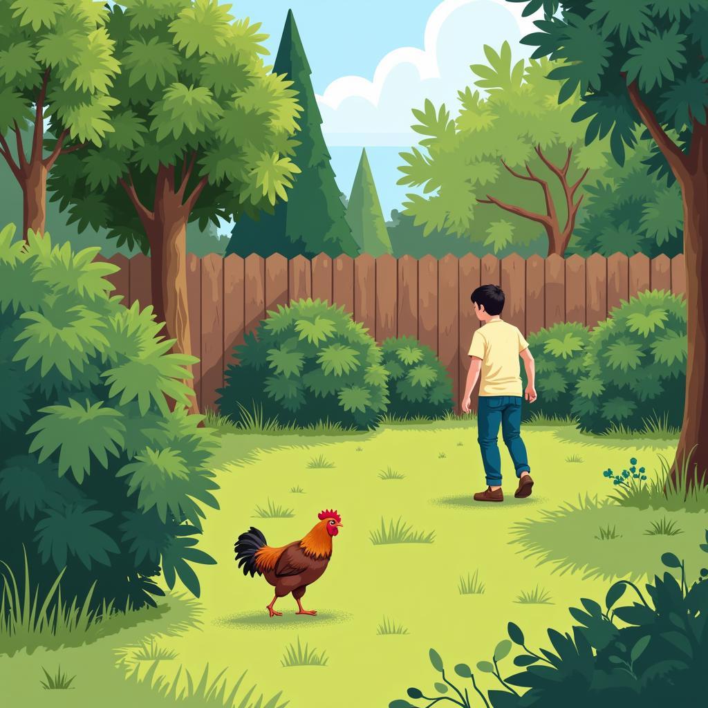 Lost Chicken Searching Garden