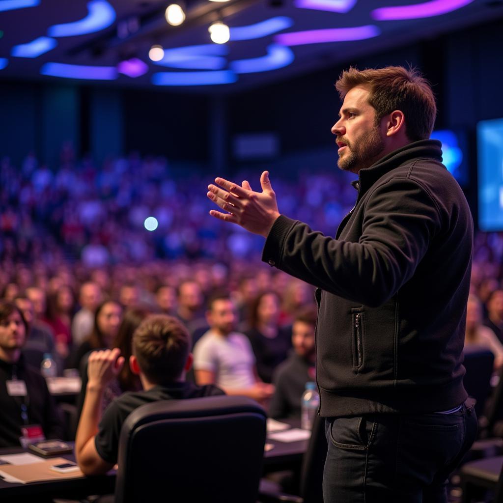 Lucas Chambers Speaking at a Gaming Conference