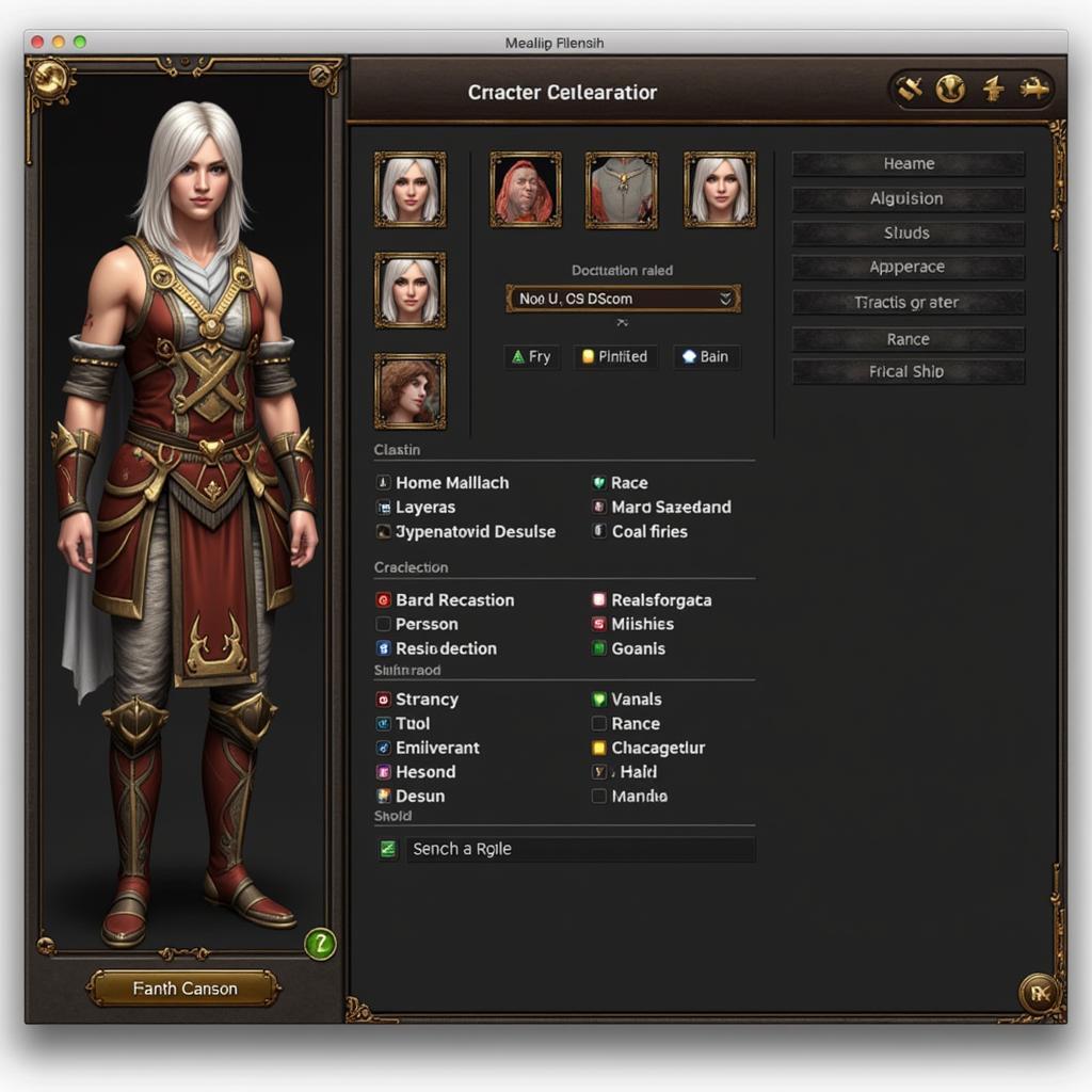 Mac OS X Free MMORPG Character Creation Screen