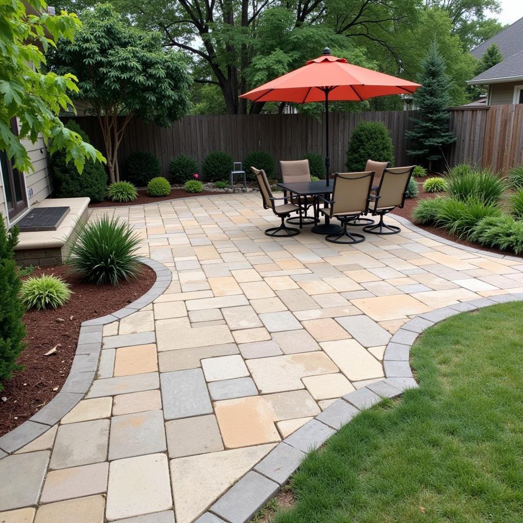 Well-Maintained Backyard with Natural Stone Tiles