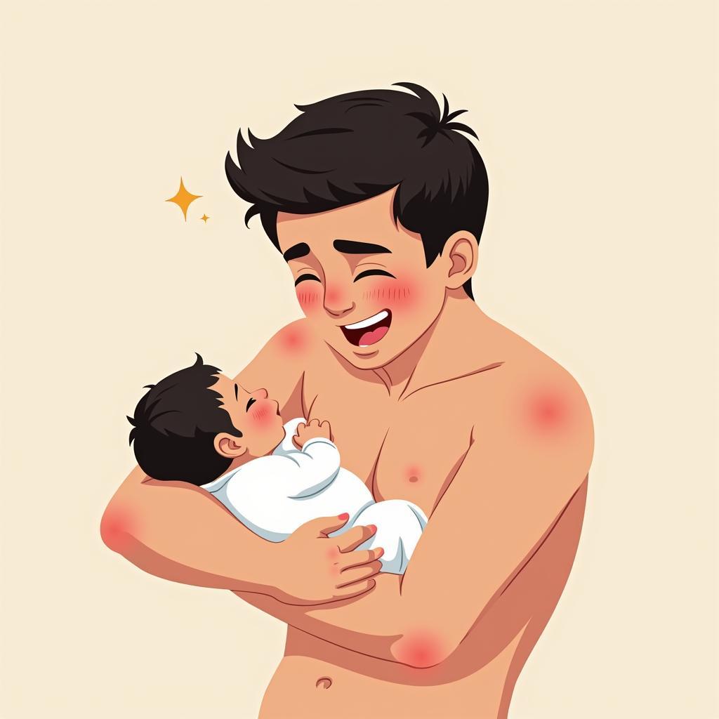 Male Character Holding Newborn After Mpreg