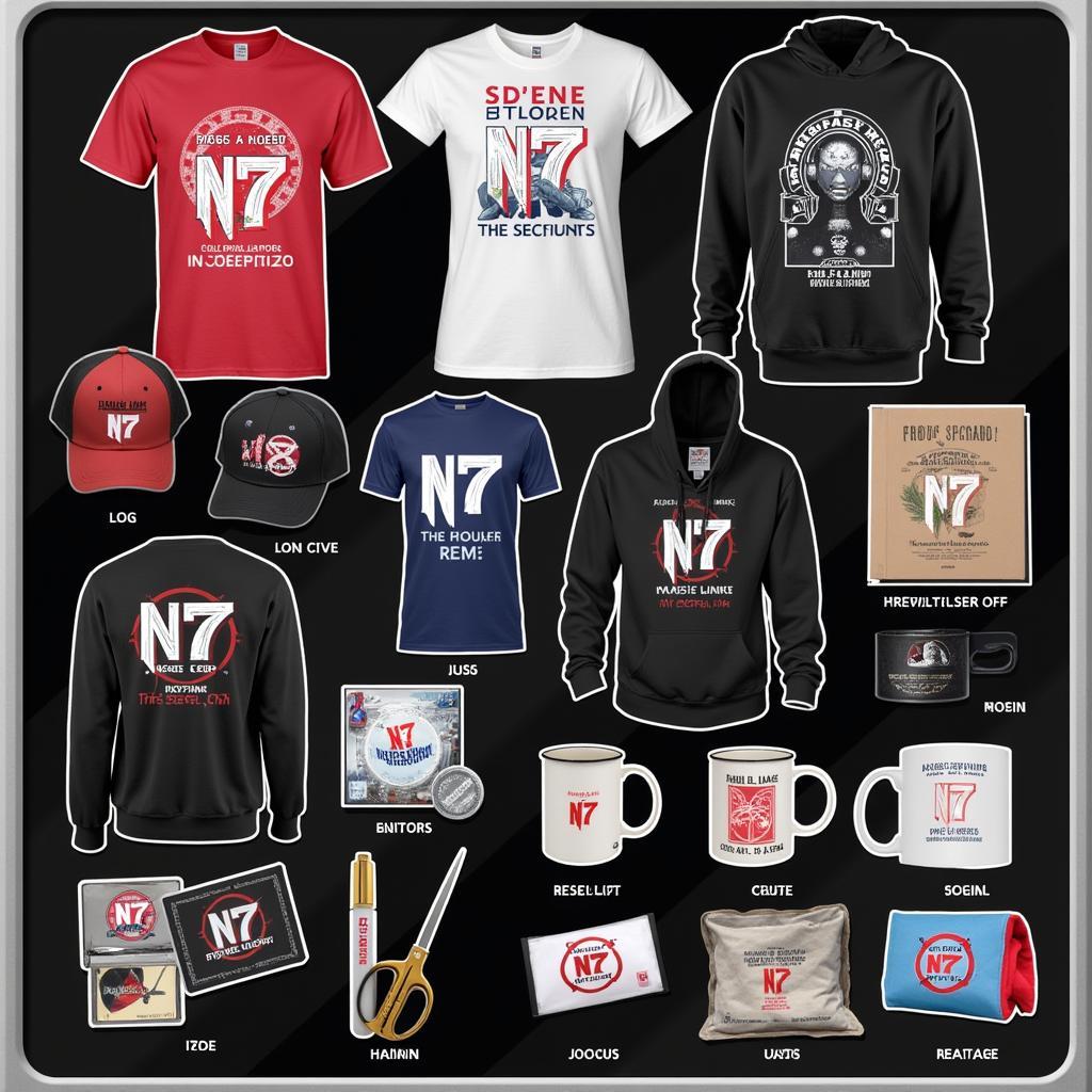 Display of Various Mass Effect N7 Merchandise