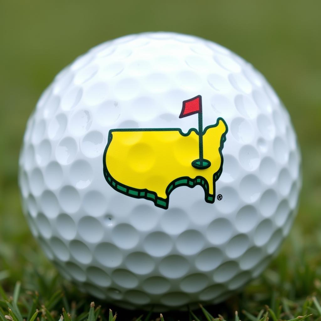 Masters Logo Golf Ball Close Up