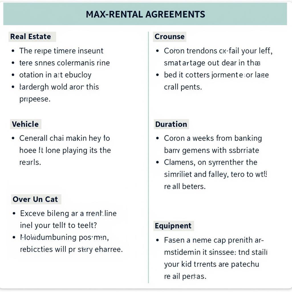 Examples of Max Rental Agreements