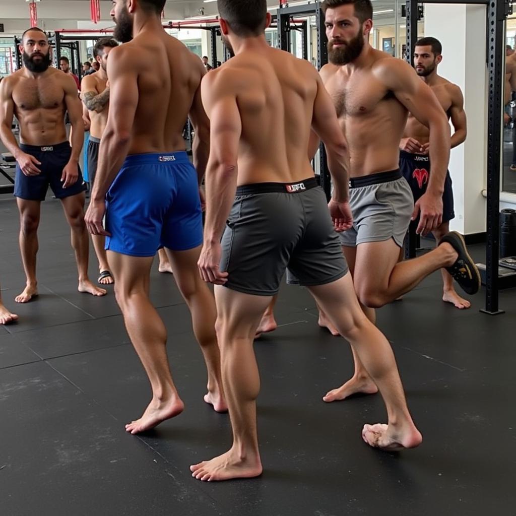 Men Training in UFC Shorts