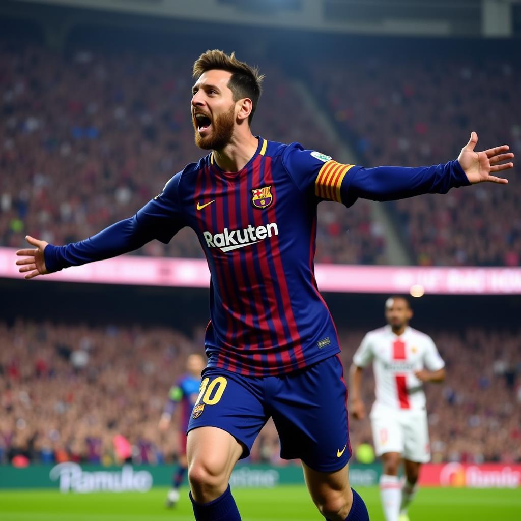 Messi celebrates a goal in FIFA 18