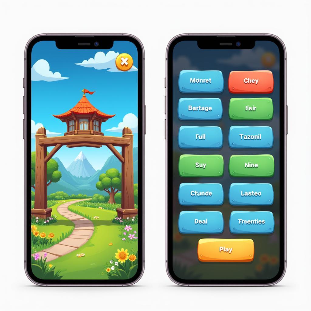 Mobile Game UI Design with Tap Buttons