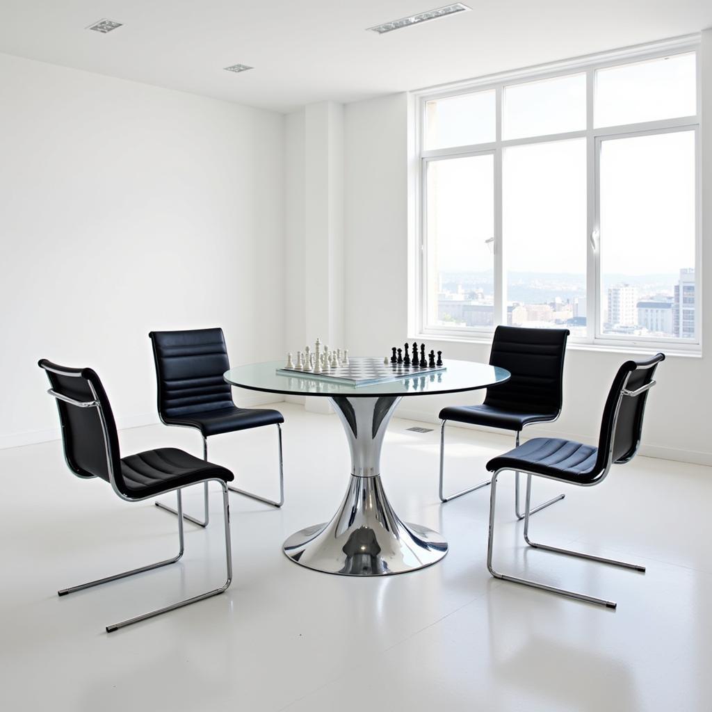 Modern Chess Table and Chairs Set