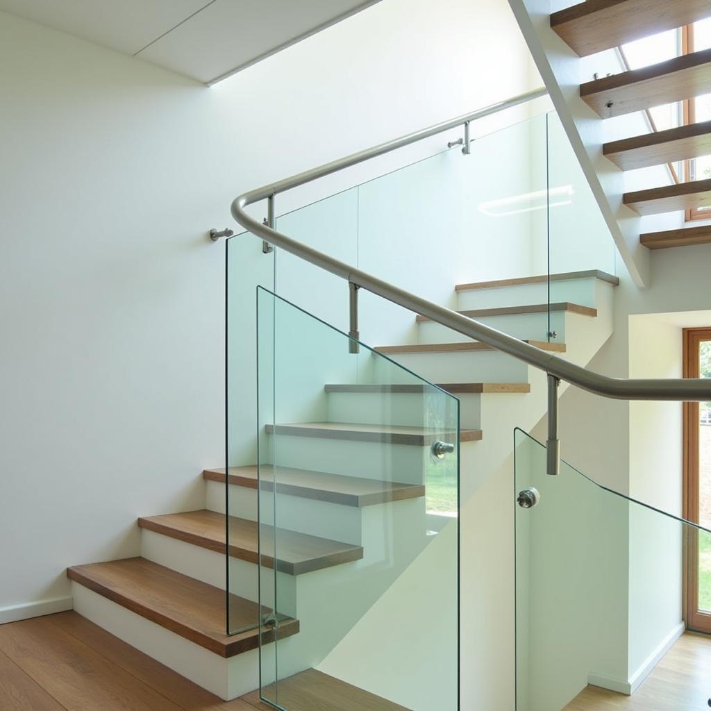 Modern glass stairrails enhancing a contemporary home