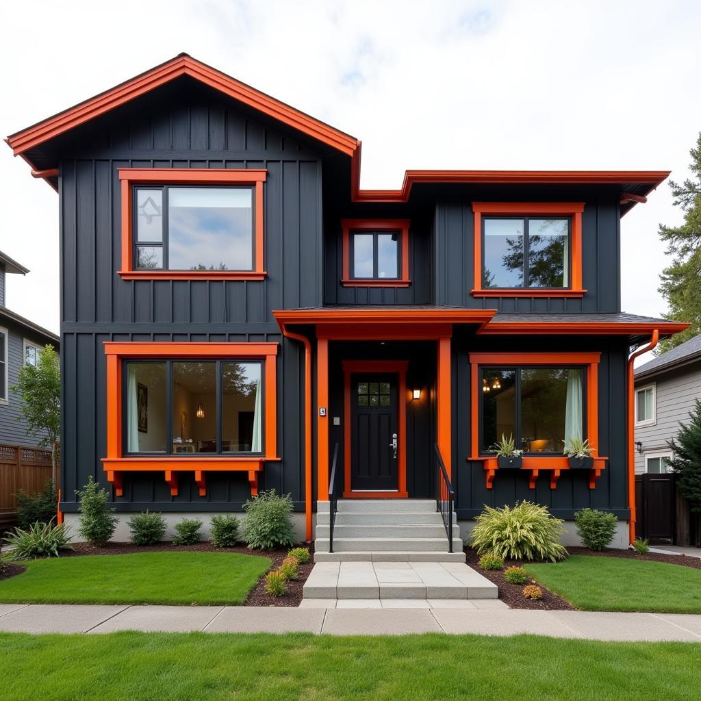 Modern Home Exterior featuring Vertical Siding and Bold Accent Colors