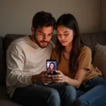 Couple Using Dating App to Explore Modern Romance